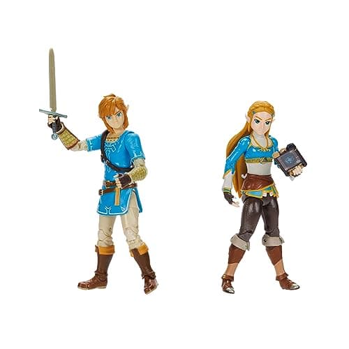 Nintendo Zelda - Pack of 2 Link and Zelda Action Figures - 11 cm - 20 Points of Articulation - Official Zelda Breath of The Wild - Sheikah Tablet and Soldier Sword Accessories - Ages 3+ - Image 3