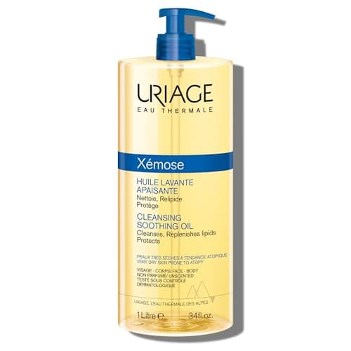 Uriage Xemose Huile Lavante peau sèche à tendance atopique I Nettoie et apaise les démangeaisons. Gel-en-Huile moussant, nourrissant I Visage & Corps I Non parfumée, Sans savon I pH physiologique - Image 3