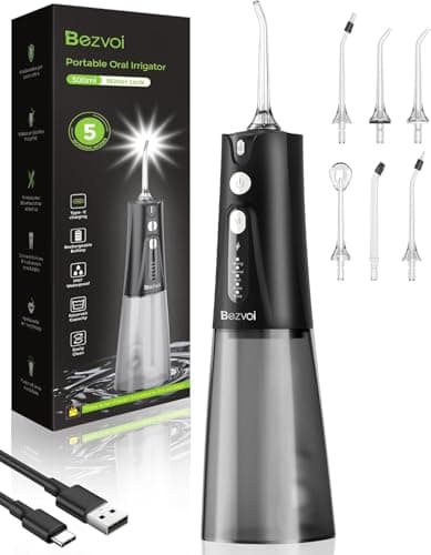 Water Flosser Dental Jet: Oral Irrigator with 5 Modes, 300ml Water Tank, IPX7 Waterproof Electric Tooth Cleaner, with 6 Tips for Gums Orthodonti Dental Appliances - Image 2