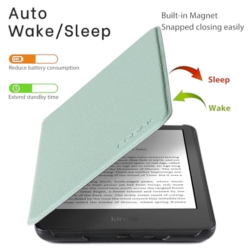 CoBak Case for Kindle - 6 Inch Protective Case Compatible with Kindle 11th Generation Devices (Model 2022/2024), Smart Cover with Auto Sleep/Wake Function, Sage & Green - Image 4