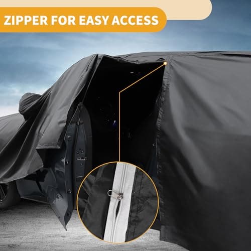 All Weather Waterproof Car Cover for Automobile Outdoor Anti-UV Sun and Rain Protection for Mazda MX-5 Miata 190T-Pu Black Reflective Strips - Image 7