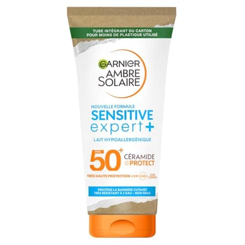 GARNIER Ambre Solaire Sensitive Expert+ - Lait Solaire FPS 50+ - Protège des UVA, UVB, & UVA Longs - Texture Légère - Résiste à L'eau - Céramides - Tous Types de Peaux - 175 ml - Image 2