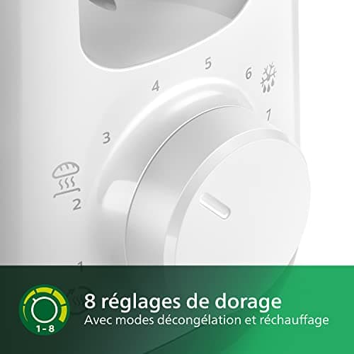 Philips Toaster - Large Slot, 8 Settings, Pastry Warmer, Defrosting, Cold Walls, Elevation, Automatic Shutdown, White (HD2590/00) - Image 7