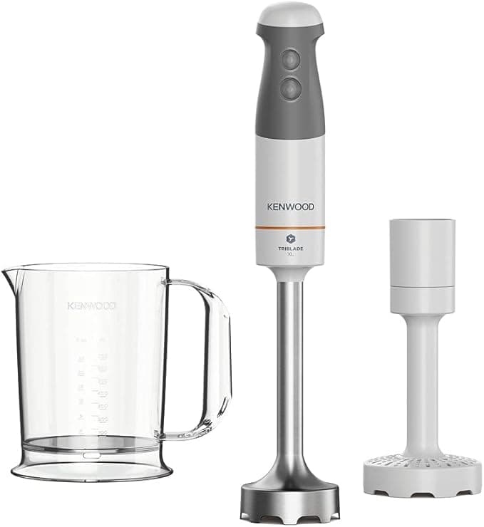 Kenwood Kenwood Triblade HBM40.004WH 850W Hand Blender with Splash Proof, Potato Masher and BPA-Free Plastic Tumbler, Dishwasher Safe, White