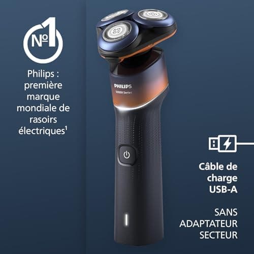 Philips 5000X Series - Rasoir électrique 100 pourcent étanche, Technologie SkinProtect, Tête flexible à 360°, Charge rapide, Capot de protection, Orange, modèle X5012/00 - Image 4