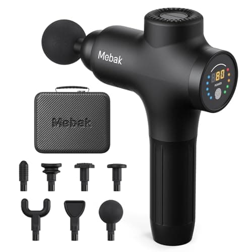 Mebak 3 Muscle Massage Gun Portable Electric Massagers Deep Tissue Massager Pain Relief Ultra Quiet with 7 Head 5 Speeds 12 mm Amplitude - Image 3