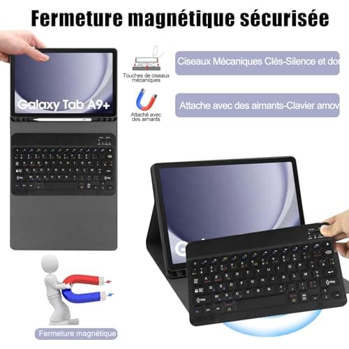 Keyboard Case Compatible with Samsung Galaxy Tab A9+ 11 Inch 2023, French AZERTY Keyboard Case for Samsung Galaxy Tab A9+/A9 Plus 11 Inch 2023 (SM-X210/X216/X218) - Image 5