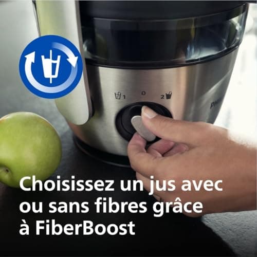 Philips 3000 Series Juice Extractor - XXL Fireplace, FiberBoost Technology, QuickClean, 2L Capacity, Powerful 1100W Motor for Smooth or Rich Juice Pulp (HR1921/20) - Image 4