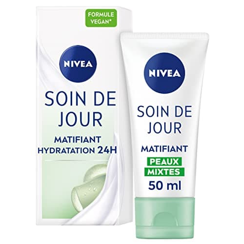 NIVEA - Soin De Jour Matifiant - Crème Visage Hydratation Intense 24H - Réduit Le Sébum & Unifie Le Teint - Aloe Vera Bio & Minéraux - Texture Fondante - Vegan - Peaux Mixtes - 50 ml - Image 2