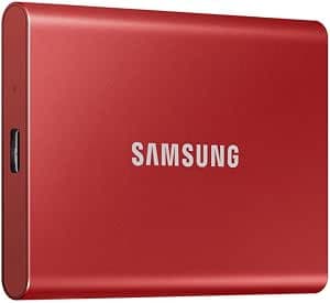 Samsung 500GB T7 External SSD, Red, MU-PC500R/WW, Read/Write Speed up to 1050MB/s, Password Security