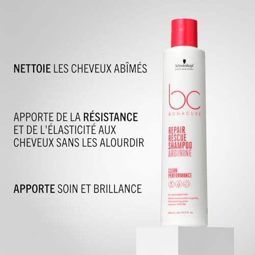 Schwarzkopf Professional Bonacure Repair Rescue Shampoo Pour Cheveux Abîmés Complexe De Soins Végan Avec Arginine Cell Equalizer Technology Hydratant Force Intérieure Sans Sulfate 250 ml - Image 4