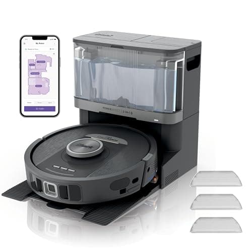 Shark PowerDetect Robot Vacuum Cleaner with 30 Day Self-emptying and Cleaning Base - Odour Proof - 3D LiDAR Navigation - Wi-FI/App - 4 Anti-Microbial Pads and 2 Brushes Included - Black - Image 2