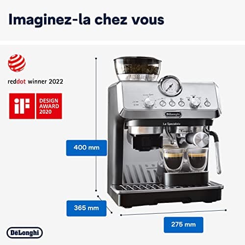 De'Longhi La Specialista Arte EC9155.MB, Machine Expresso Manuelle, Moulin intégré avec 8 finesses de mouture, Contrôle Actif de la Température, Buse vapeur MyLatte Art, Métal/Noir - Image 9