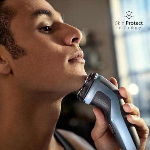 Philips Electric Shaver Series 3000x - rasoir électrique Wet & Dry pour hommes, couleur Bleu céleste, technologie SkinProtect, tondeuse rétractable, rasoir ergonomique pour hommes (modèle X3053/00) - Image 4