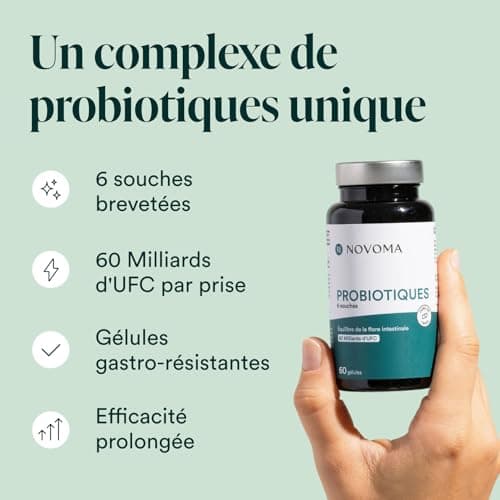 NOVOMA Probiotics, Complex for the Intestinal Flora, 60 Billion CFU/Day, 6 Natural Strains, Lactic Ferments, 60 Vegan Gastro-Resistant Capsules, Made in France - Image 5