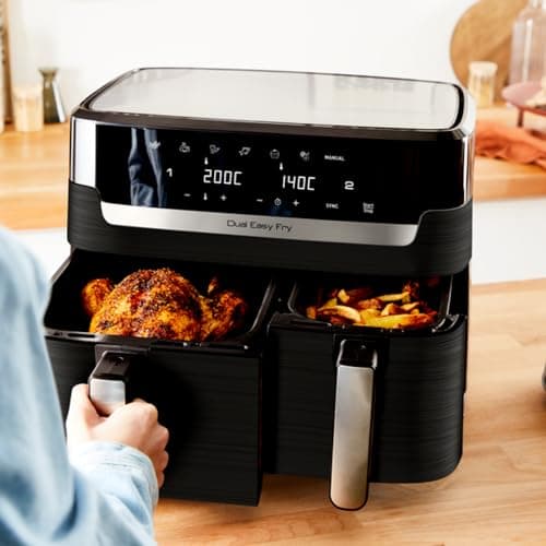 Tefal Dual Easy Fry 8.3 Litre 2 kg Food 2 Separate Drawers 7 Automatic Programmes Energy Saving Airfryer EY901810 Black - Image 6