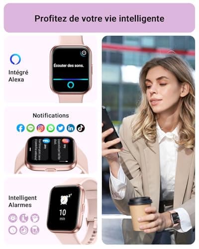 Women's Smartwatch 1.85 Inch Smartwatch for Samsung iPhone Android, Alexa Built-in 3ATM 100+ Sports Modes SpO2/Sleep/Heart Rate/Pedometer/Calories Pink - Image 5