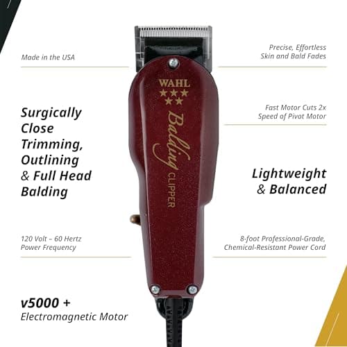 Wahl Balding Clipper - Balding Clipper - For a Closer Cut - Black/Red - Image 5