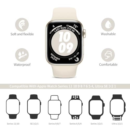 AMSKY 6pcs Silicone Strap Compatible with Apple Watch Band 40mm 44mm 42mm 46mm 41mm 45mm 38mm 49mm Women Men Sport Compatible with Apple Watch Series 11 10 9 8 7 6 5 4 SE 3 2 1 - Image 3