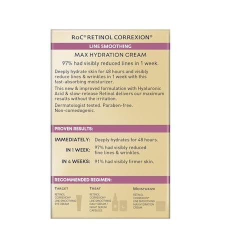 RoC Retinol Correxion Maximum Hydration Smoothing Care – Intensive Anti-Wrinkle Cream – Anti-Aging Hyaluronic Acid – 50 ml - Image 5