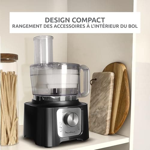 Moulinex Double Force Compact Multifunctional Kitchen Processor, 3 L, 800 W, 2 Speeds + Pulse, 9 Accessories, Blender, Chopper, Graters, Black FP546811 - Image 8