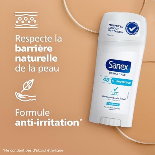 SANEX - Derma Care Protector 48 h Déodorant Stick 65ml –fraîcheur longue durée contre la transpiration et les mauvaises odeurs – respecte la peau– ne contient pas d’alcool* - Image 7