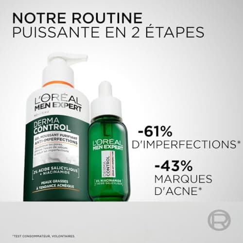 L'Oréal Men Expert Anti-Blemish Routine - Purifying Foaming Gel + Serum - Enriched with Salicylic Acid & Niacinamide - Derma Control - 260 ml + 30 ml - Image 4