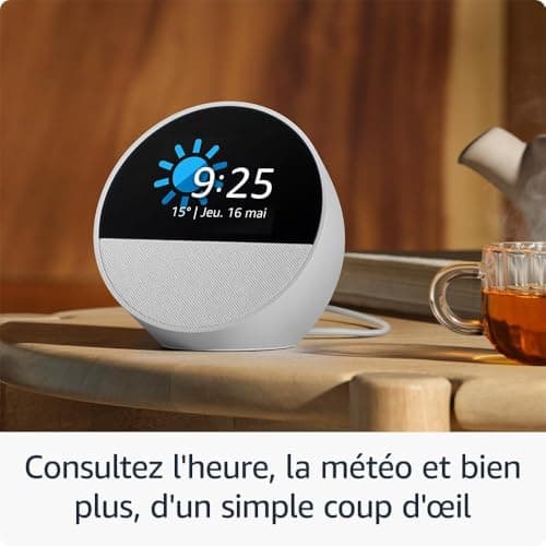 Amazon Echo Spot (Nouvelle génération) | Bleu + OSRAM SMART+ Prise intelligente avec Matter, Fonctionne avec Alexa - Kit de démarrage Maison connectée - Image 4