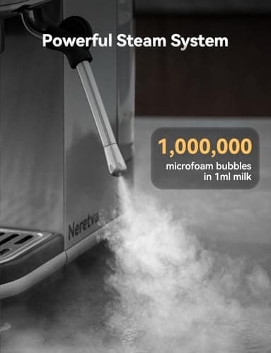 Neretva Machine a Cafe 20 Bar, Cafetière Expresso 1350W Compacte En Acier Inoxydable Avec Mousseur À Lait & Écran LED Machine à Cafe Utiliser Pour La Maison Capacité 1,3L - Espresso/Macchiato/Latte - Image 7