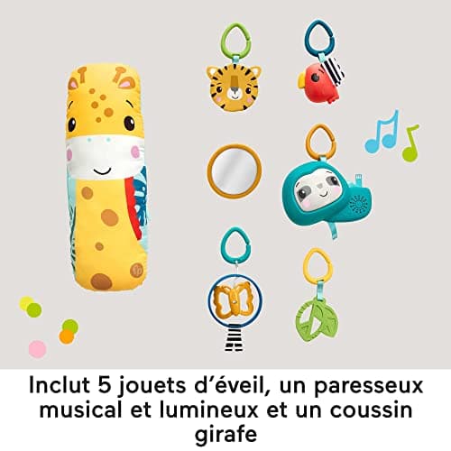 Fisher-Price Jungle 3 in 1 Tummy Play Mat with 6 Sensory Toys Luminous Sound and Adjustable Ark, Awakening Toy, From 6 Months, HJW08 - Image 6