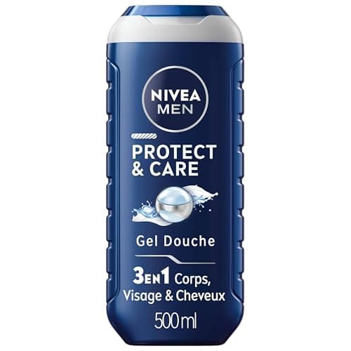 NIVEA MEN Gel douche 3-en-1 Protect & Care (1 x 500 ml), Gel douche homme à l’aloe vera, Soin nettoyant pour homme visage, corps et cheveux - Image 2