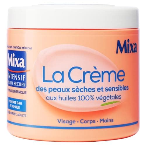 Mixa Intensif Peaux Sèches - La Crème des Peaux Sèches et Sensibles - Multi Usage Visage, Corps, Mains, Pieds - Nourrit 24h et Apaise - Pénétration Rapide - Hypoallergénique - Pot 400 ml - Image 3