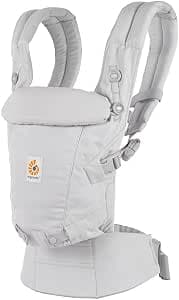 Ergobaby Adapt Baby Carrier for Newborns, from Birth, Ergonomic 3 Position Soft Touch Cotton Baby Carrier for Belly and Back Carrier, Pearl Grey