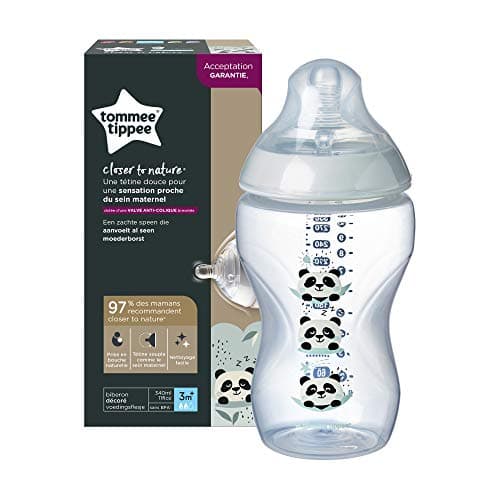 Tommee Tippee Closer to Nature Slow Flow Teat Bottle with Anti-Colic Valve, Mimics Breast Shape, 340ml, Pack of 1, Assorted Colours - Image 4