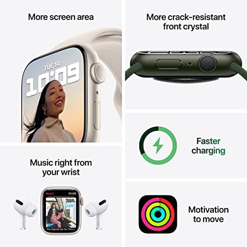 Apple Watch Series 7 (GPS, 45MM) Midnight Aluminum Case with Midnight Sport Strap (Refurbished) - Image 6