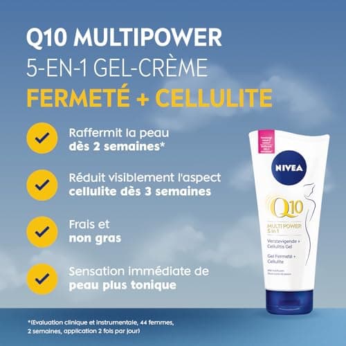 NIVEA Q10 - Gel Crème Corps Multi Power 5-En-1 Fermeté + Cellulite - Soin Raffermissant - Q10 & Extrait De Lotus - Tonifie Cuisses, Fesses & Ventres - Tous Types De Peaux - 200 ml - Image 3