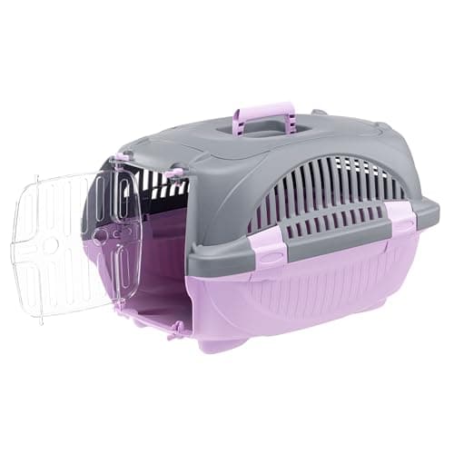 Ferplast Caisse de Transport Chat RIDER, Cage de Transport Chiens Petits et Chats jusqu'à 7 kg, Porte Transparente Antichoc, Fentes d'aération, Boite Panier Transport, 34 x 50,7 x h 30 cm, Rose - Image 4