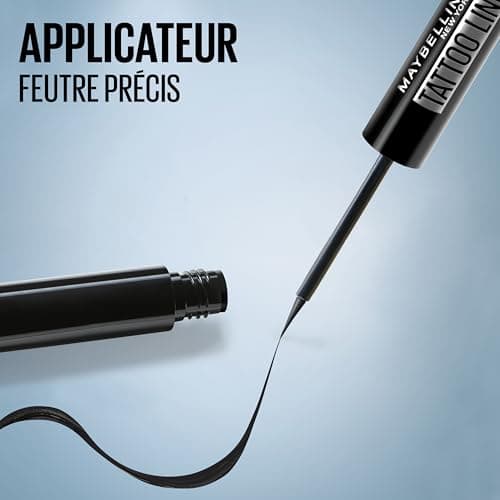 Maybelline New York - Eyeliner Liquide Waterproof - Couleur Intense Tenue Longue Durée 24H - Sans Transfert - Applicateur Feutre Précis - Tattoo Liner Dip Ink - Teinte : Black Tray (noir) - Image 7