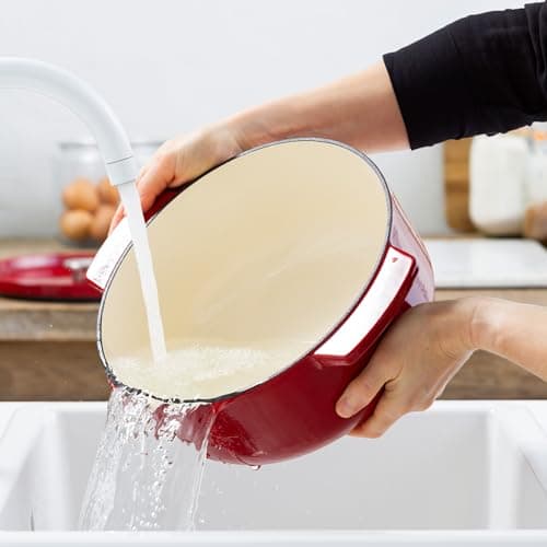 KitchenAid Cast Iron Enamelled Cast Iron Casserole Dish with Lid, Diameter 30 cm, Oval, 5.6L, 6.3 kg, High Quality & Durable, Sear, Frying, PFAS Free, Induction, Ergonomic Handle, Oven at 260°C, - Image 6