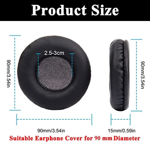 Yizhet 1 Pair 90 mm Replacement Ear Pads for Headphones 90 mm Foam Compatible with Sony, Philips, JBL, ATH, Razer Kraken Headphones (Black) - Image 3