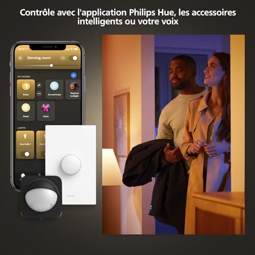 Panneau de plafond connecté Philips Hue Datura (grand rond 57,4 x 57,4 cm) blanc et lumière colorée, compatible Bluetooth, commande vocale avec Alexa, Apple Home et Google Assistant - Image 7