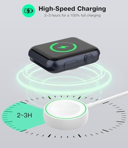 Magnetic Charger for Apple Watch Series 11/10/9/8/7/6/5/4/3/SE/Ultra, Fast Charging Dock, USB Interface, 1m Magnetic Wireless Charging Cable - White - Image 7