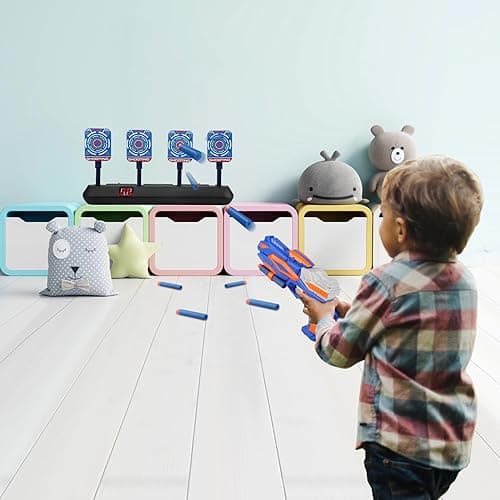 Cible de Tir pour Nerf avec Pistolet Jouet, Cible Electrique Automatique avec 20 Flechette Jeux Enfant Garçon Fille 3 4 5 6 7 8 9 10 Ans Cadeau Anniversaire Paques Balster Gun Toy - Image 3
