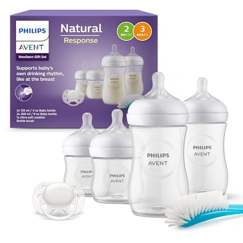 Philips Avent Kit biberons pour nouveau-né – 4 biberons Réponse Naturelle, sucette ultra-douce et goupillon pour les bébés âgés de 0 à 12 mois (modèle SCD838/11) - Image 2