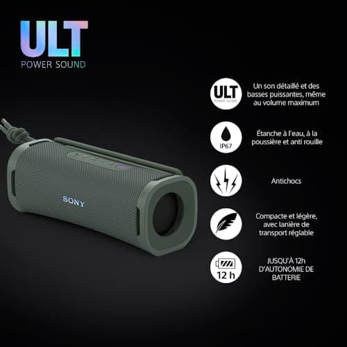 Sony ULT Field 1 - Enceinte Portable sans Fil Bluetooth ULT Power Sound, Basses Profondes, IP67, étanche à l'eau/poussière et antichocs, Batterie 12h, Prise d'appel, extérieur, Voyage - Gris Forêt - Image 4