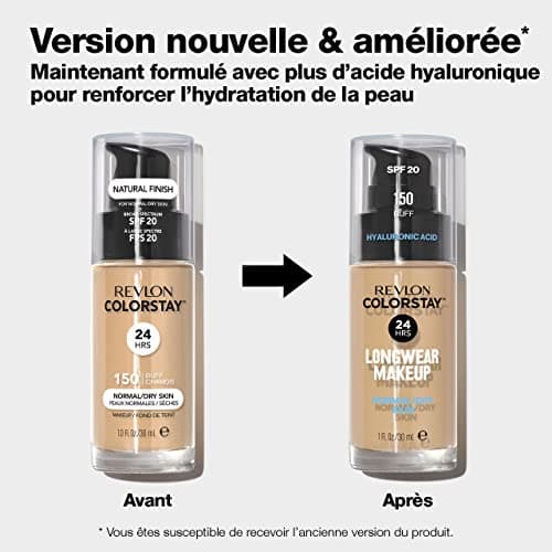Revlon Colorstay, Fond de Teint Longue Tenue, Peaux NormalesàSèches, 24H Tenue + Soin, Formule enrichie en Acide Hyaluronique, Hydratation Intense, Spf 20 N320 True Beige 30Ml - Image 3