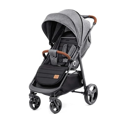 Kinderkraft GRANDE PLUS Poussette Canne dès la Naissance jusqu’à 22 kg, Pliage d'une seule main, Position allongée, Capote extensible, 4 Roues amorties, Gris - Image 2