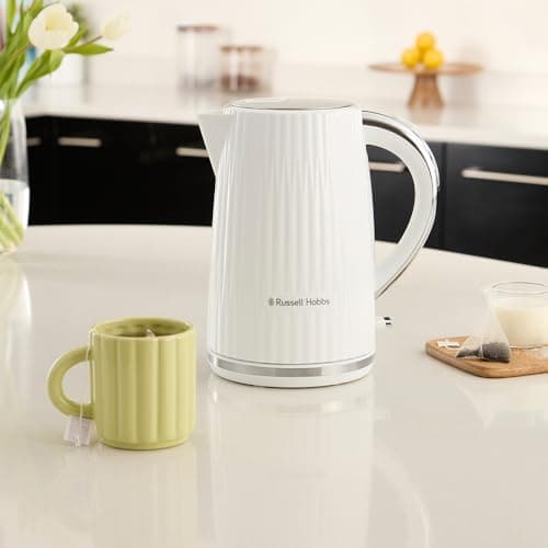 Russell Hobbs Eden 27360-70 Electric Kettle (Hot Water, Tea, Coffee, 1.7 L, Pressure Opening Lid, Perfect Pouring Spout, Removable and Washable Filter, Indicator Light, White, 2400W) - Image 3