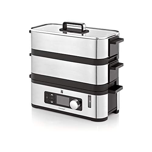 WMF KITCHENminis 0415090011 Ultra-Compact Electric Steamer with Elegant Design Cromargan Stainless Steel 2.15 L BPA Free 2 Compartments Cooking Programmes Cooking Vegetables Rice Fish 900 W - Image 2