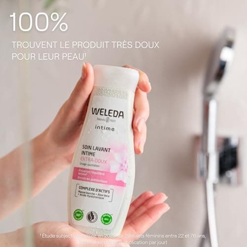 WELEDA Soin Lavant Intime Extra-Doux – Gel Lavant Intime Femme, Sans Savon, pH Physiologique, Anti-Odeurs, Aloe Vera Bio, Mauve Blanche Bio, Acide Hyaluronique, Prébiotique, Vegan, NATRUE, 200ml - Image 4